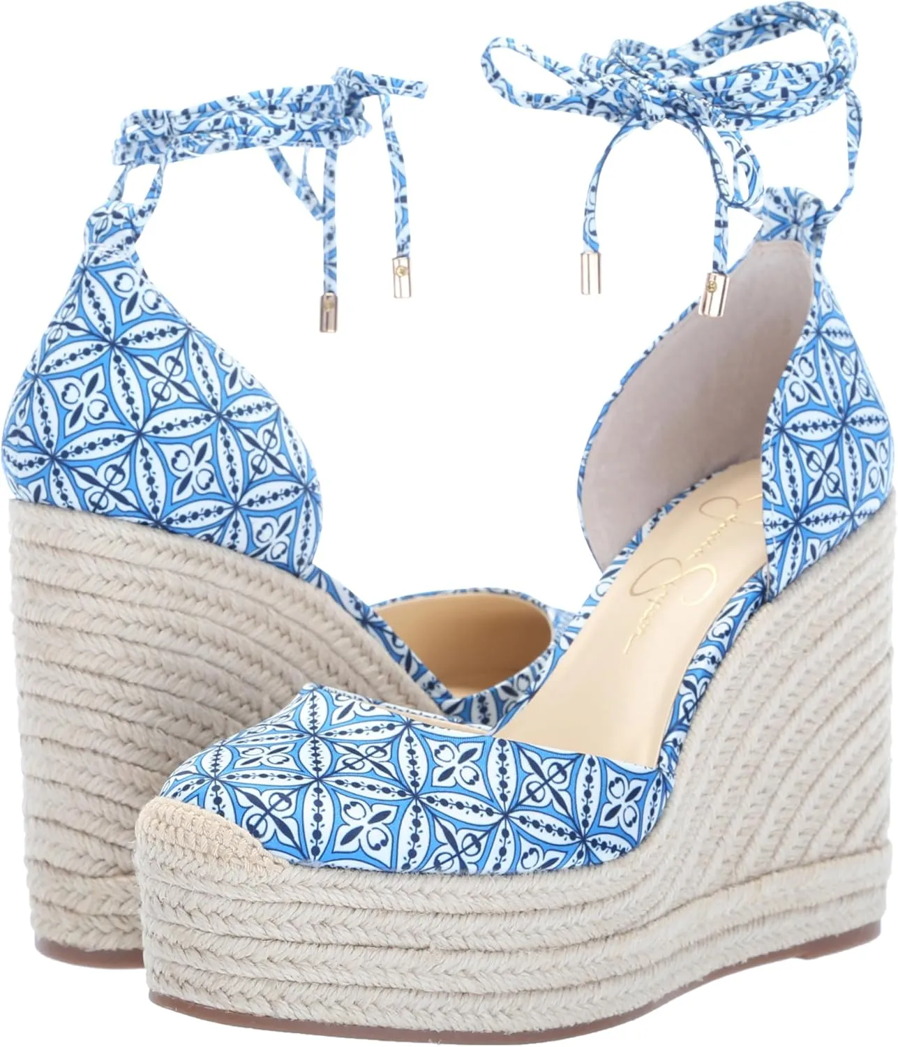 Jessica Simpson Womens WEYLA Cushioned Footbed Canvas Wedge Sandals