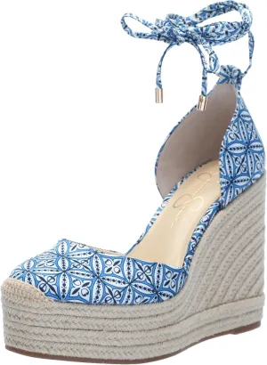 Jessica Simpson Womens WEYLA Cushioned Footbed Canvas Wedge Sandals
