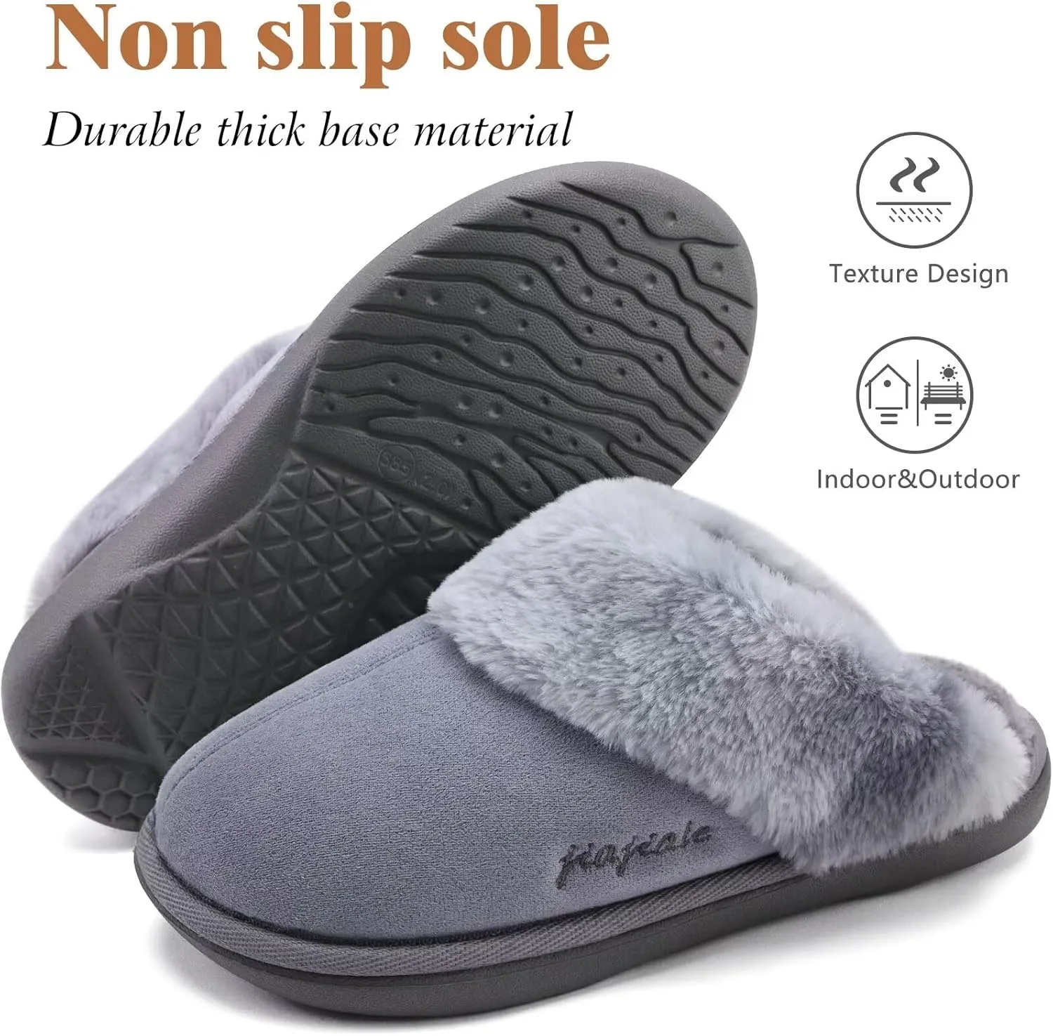 jiajiale Women's Memory Foam Slippers Ladies Slip On Arch Support Suede Scuff Slipper Cozy Fuzzy Faux Fur Winter House Shoes Indoor Outdoor