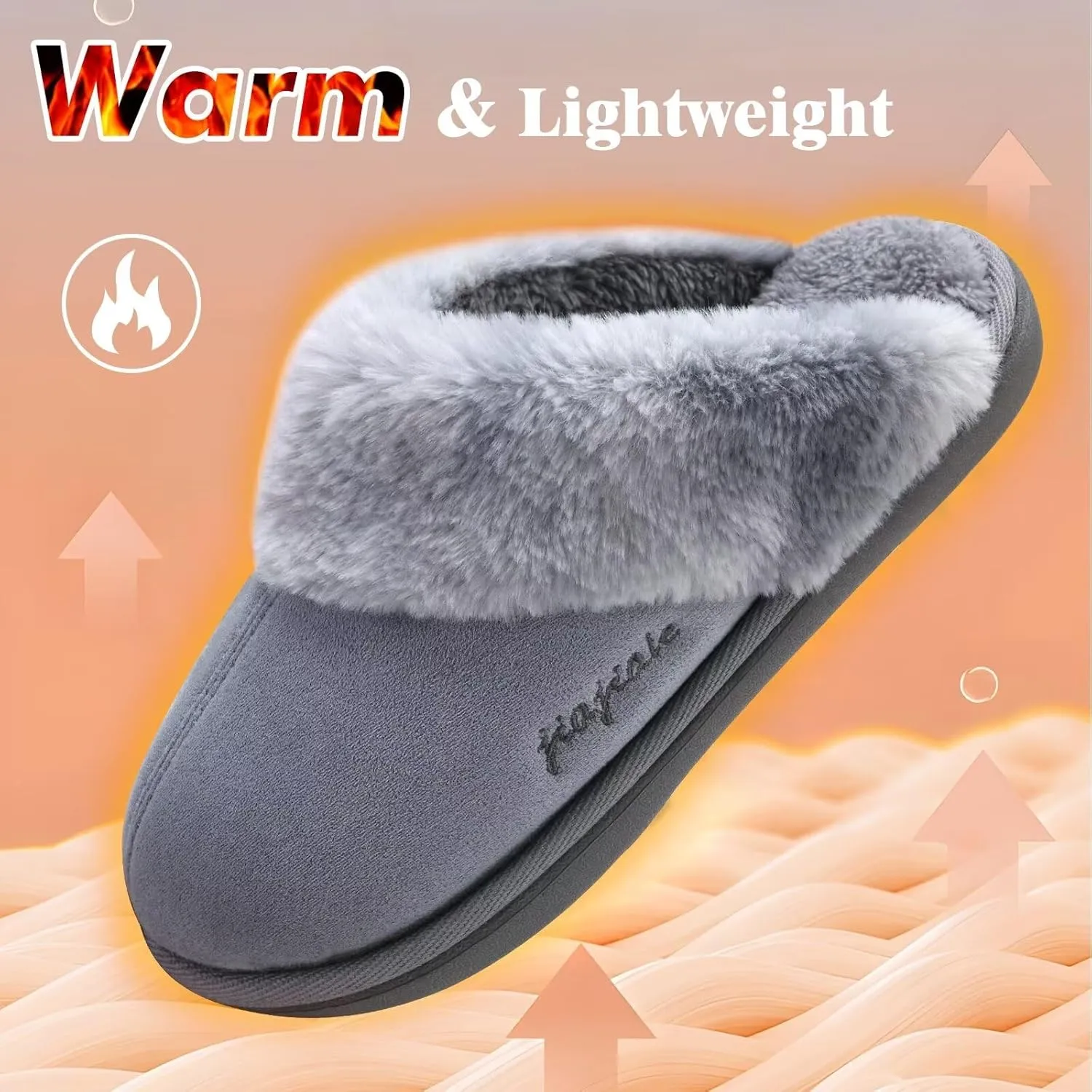 jiajiale Women's Memory Foam Slippers Ladies Slip On Arch Support Suede Scuff Slipper Cozy Fuzzy Faux Fur Winter House Shoes Indoor Outdoor