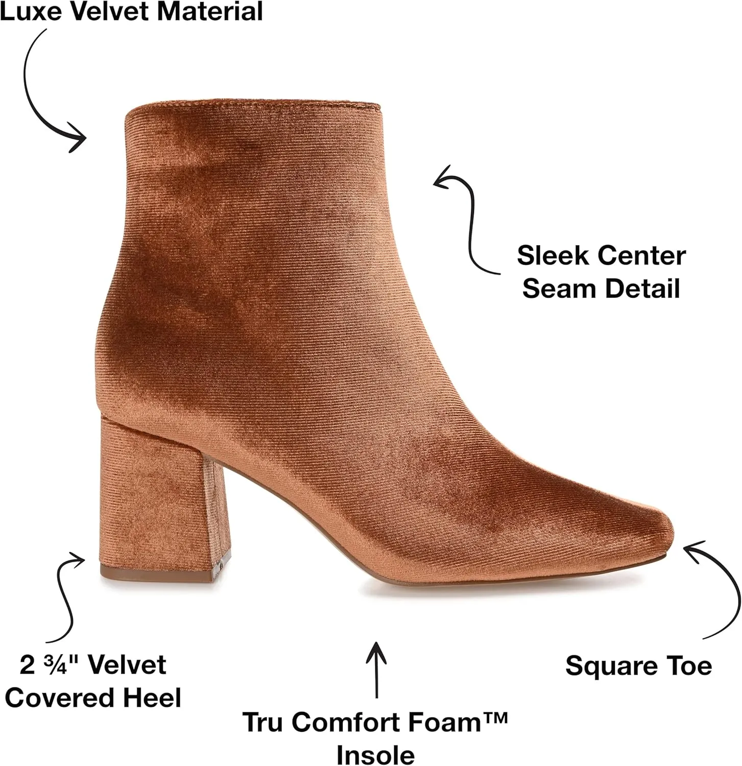 Journee Collection Womens Hazara Velvet Cushioned Footbed Ankle Boots