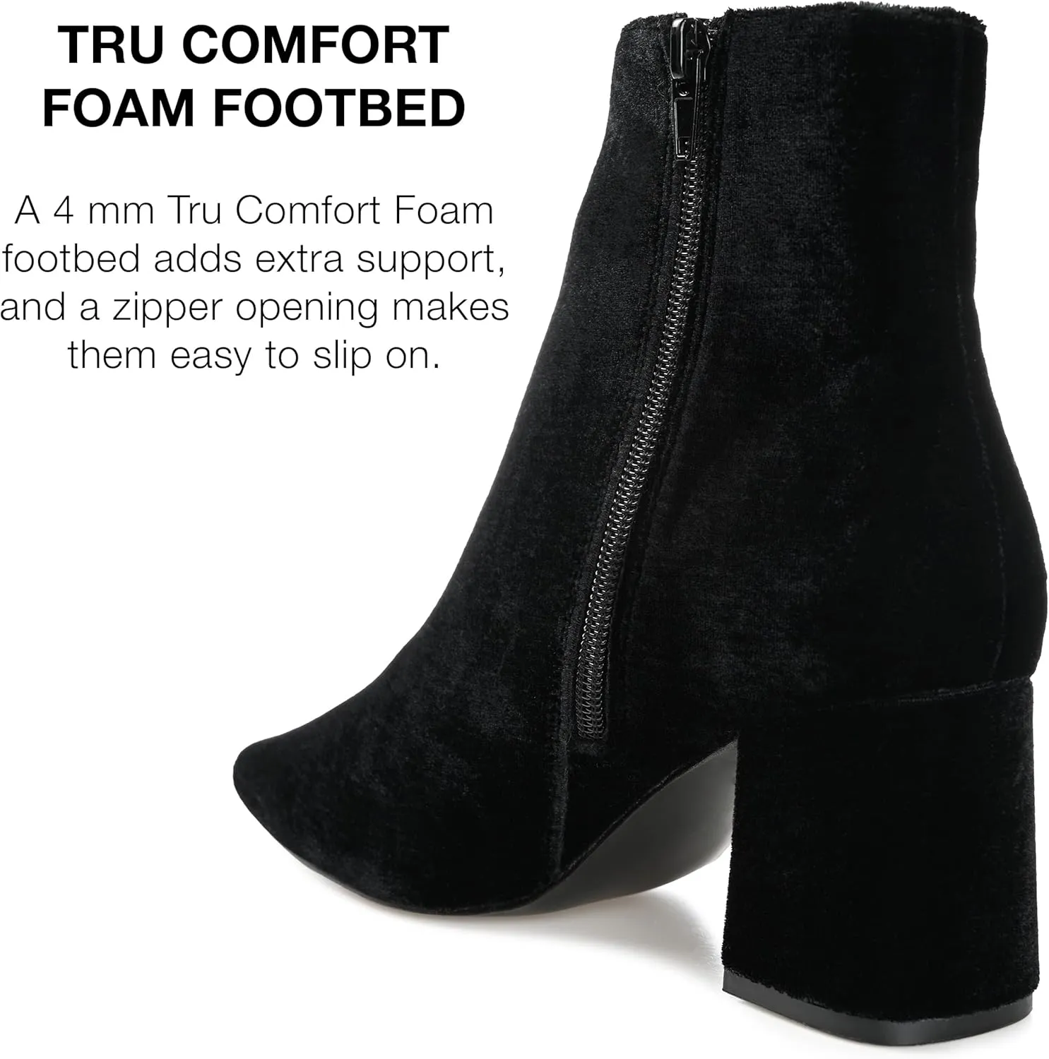 Journee Collection Womens Hazara Velvet Cushioned Footbed Ankle Boots