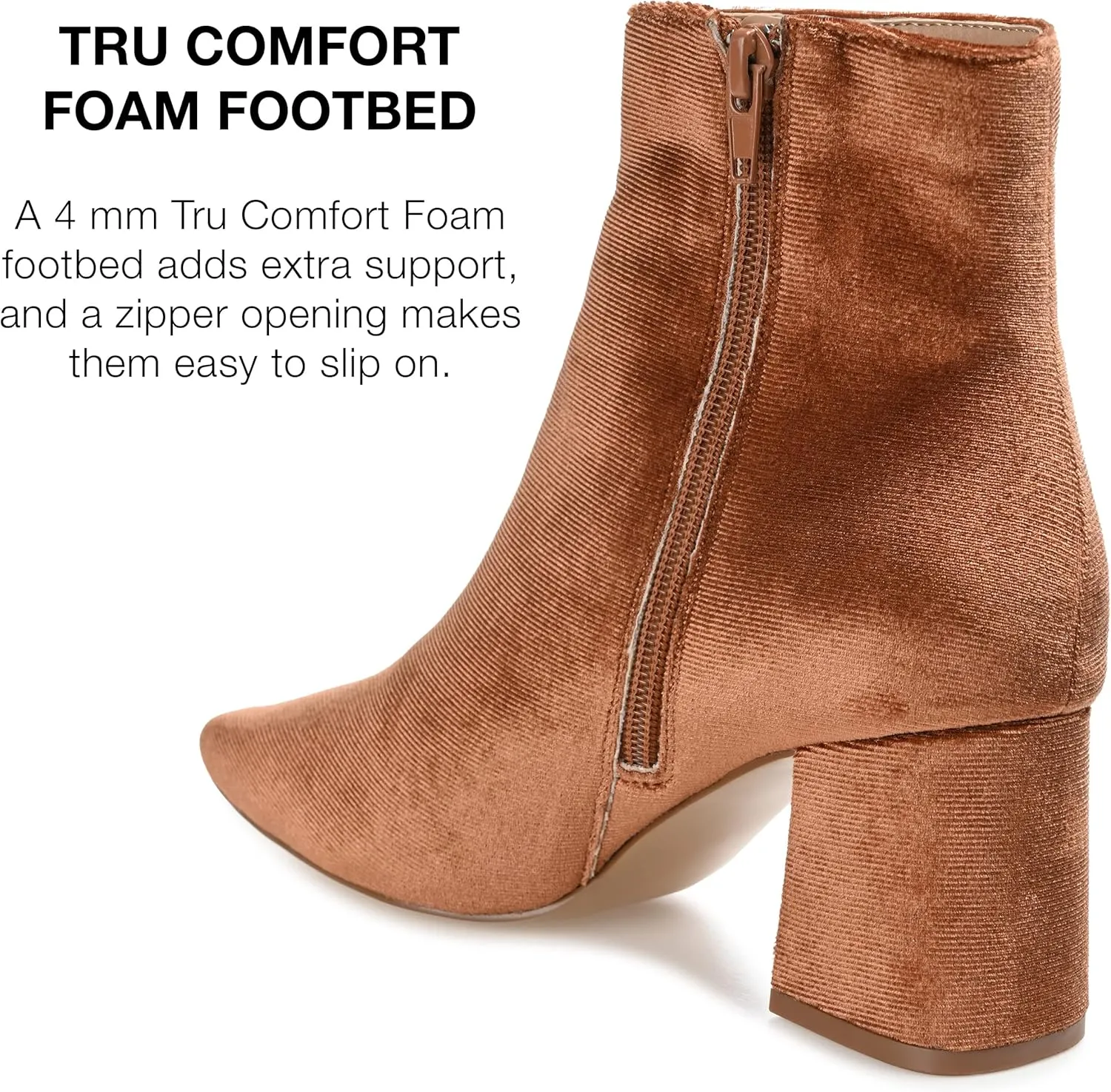 Journee Collection Womens Hazara Velvet Cushioned Footbed Ankle Boots