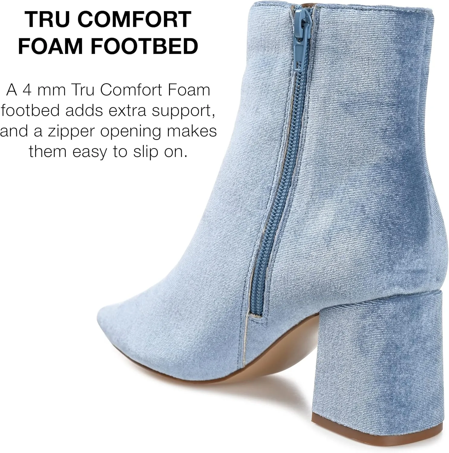 Journee Collection Womens Hazara Velvet Cushioned Footbed Ankle Boots