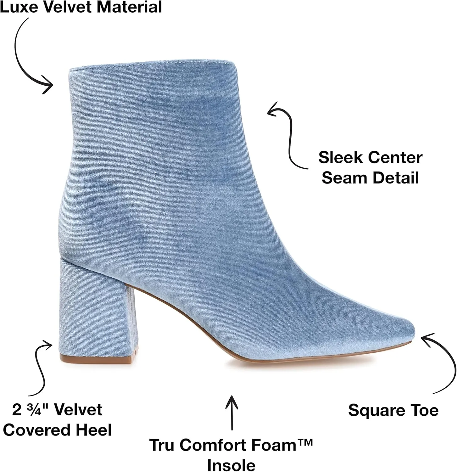 Journee Collection Womens Hazara Velvet Cushioned Footbed Ankle Boots