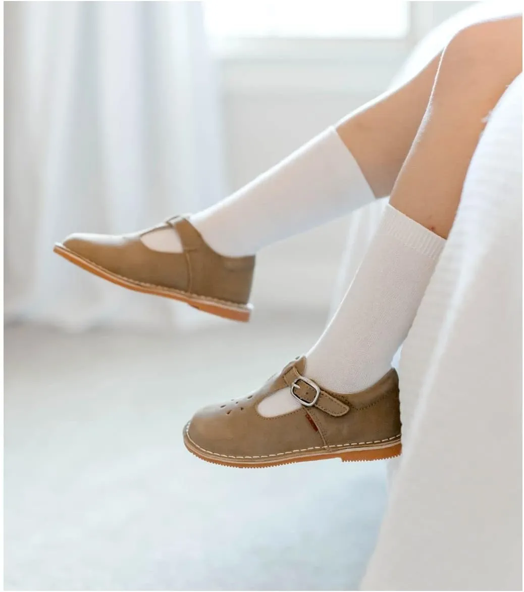 Joy Classic Leather Stitch Down T-Strap | Girl's Mary Jane Flat (Toddler/Little Kid)