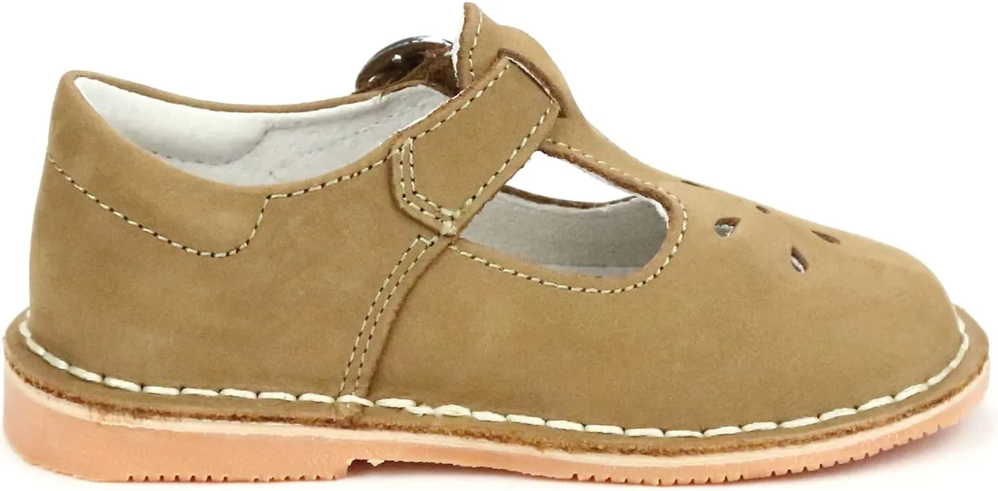 Joy Classic Leather Stitch Down T-Strap | Girl's Mary Jane Flat (Toddler/Little Kid)