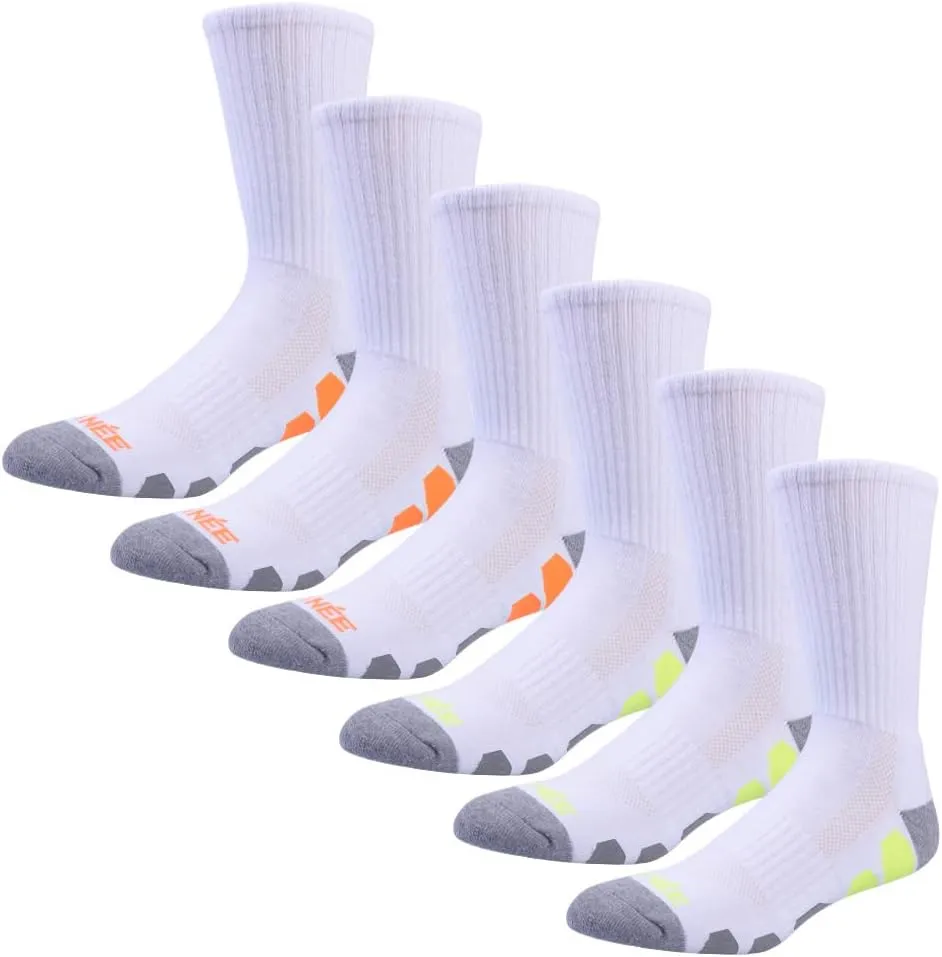 JOYNÉE Mens 6 Pack Athletic Performance Cushion Crew Socks for Running and Workout