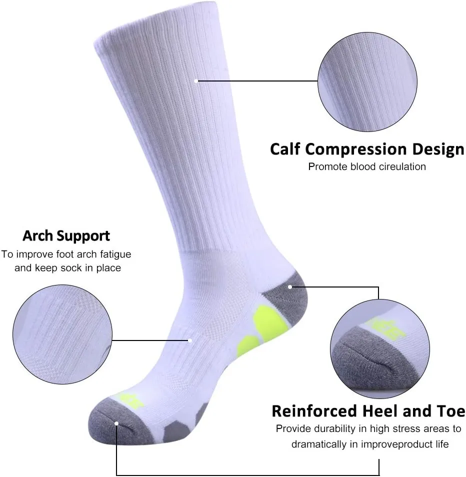 JOYNÉE Mens 6 Pack Athletic Performance Cushion Crew Socks for Running and Workout