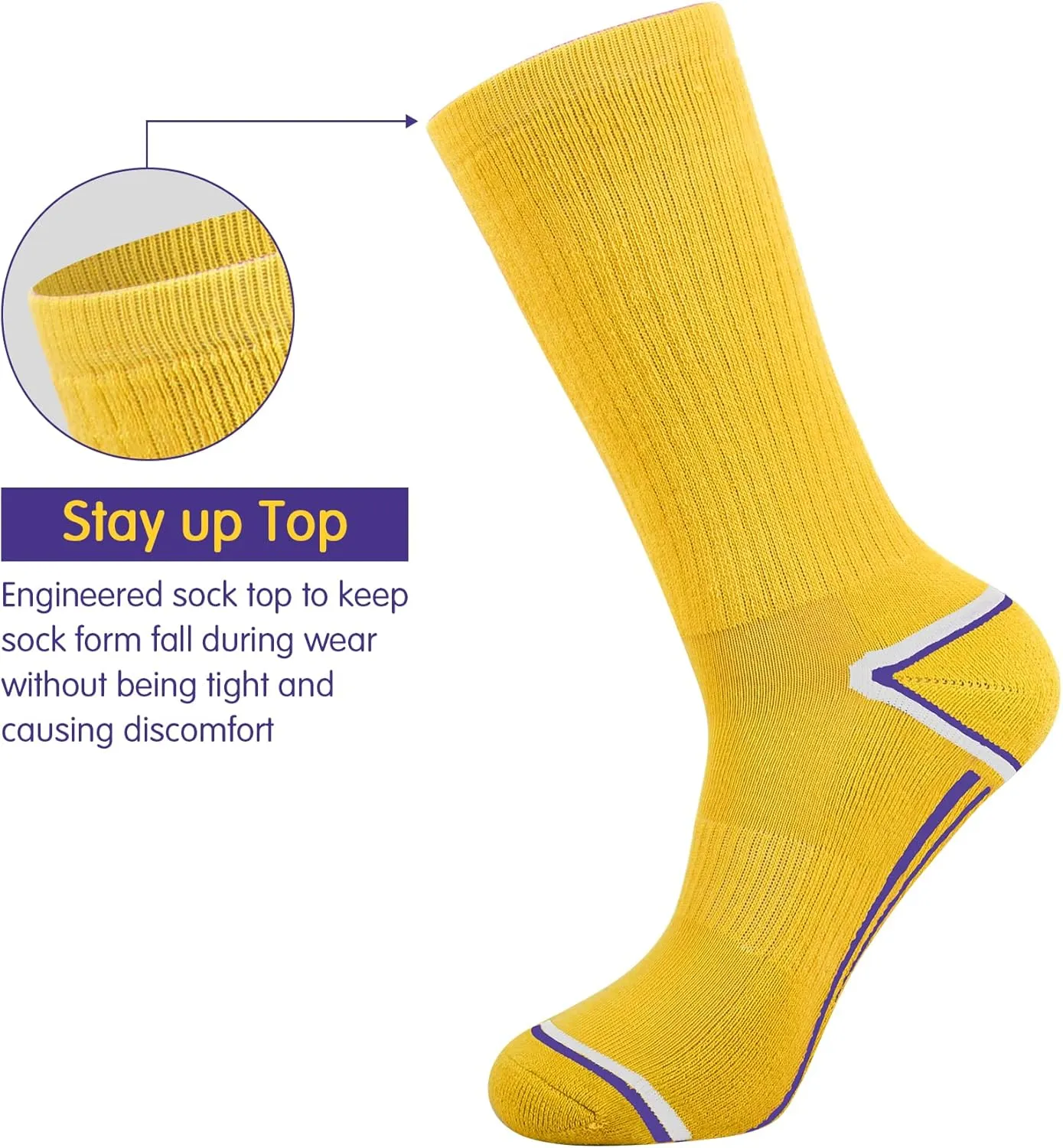 JOYNÉE Mens 6 Pack Athletic Performance Cushion Crew Socks for Running and Workout