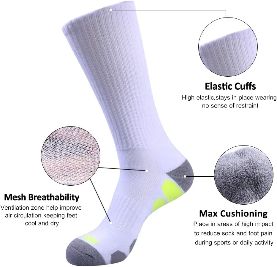 JOYNÉE Mens 6 Pack Athletic Performance Cushion Crew Socks for Running and Workout