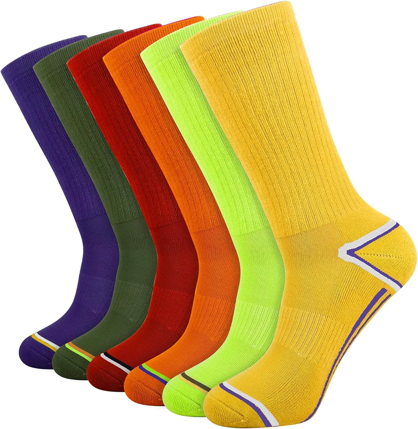 JOYNÉE Mens 6 Pack Athletic Performance Cushion Crew Socks for Running and Workout