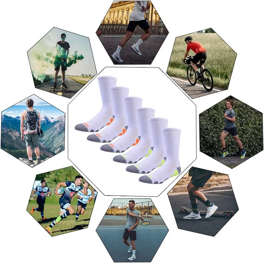 JOYNÉE Mens 6 Pack Athletic Performance Cushion Crew Socks for Running and Workout
