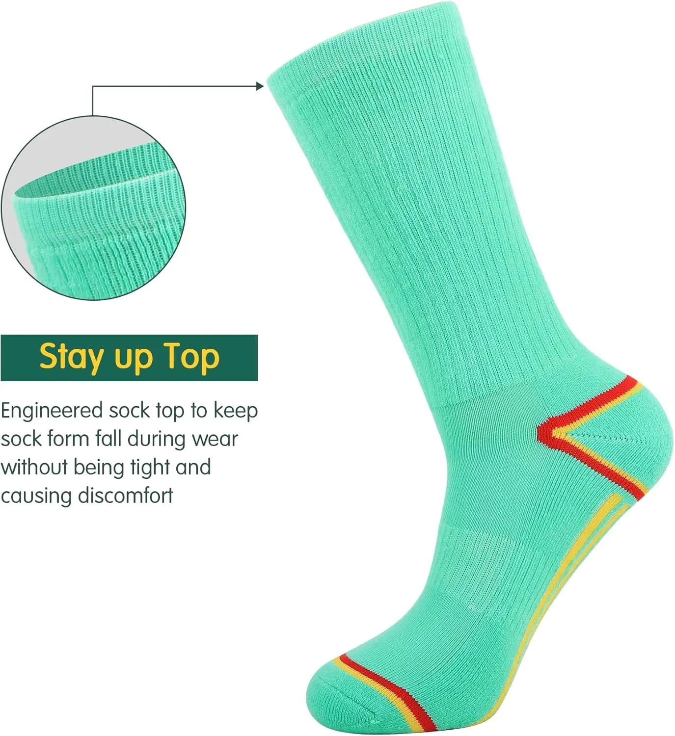 JOYNÉE Mens 6 Pack Athletic Performance Cushion Crew Socks for Running and Workout