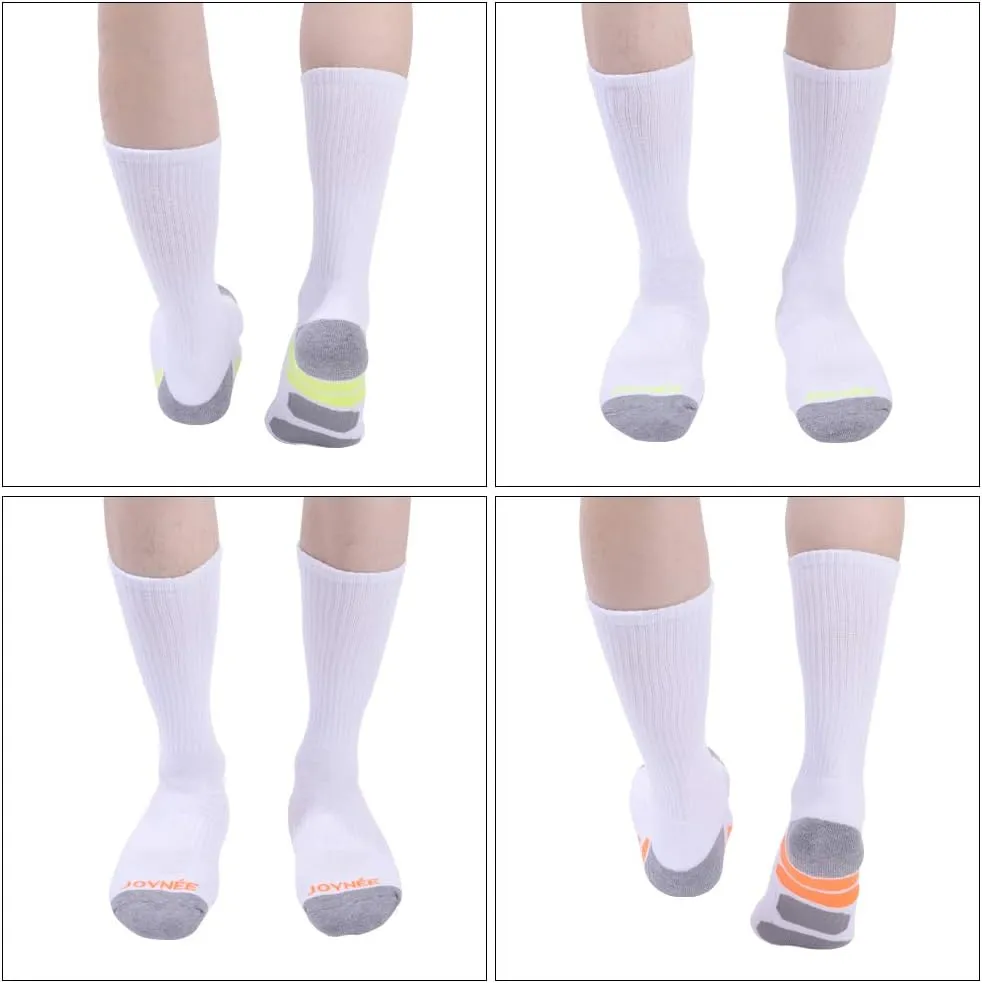 JOYNÉE Mens 6 Pack Athletic Performance Cushion Crew Socks for Running and Workout