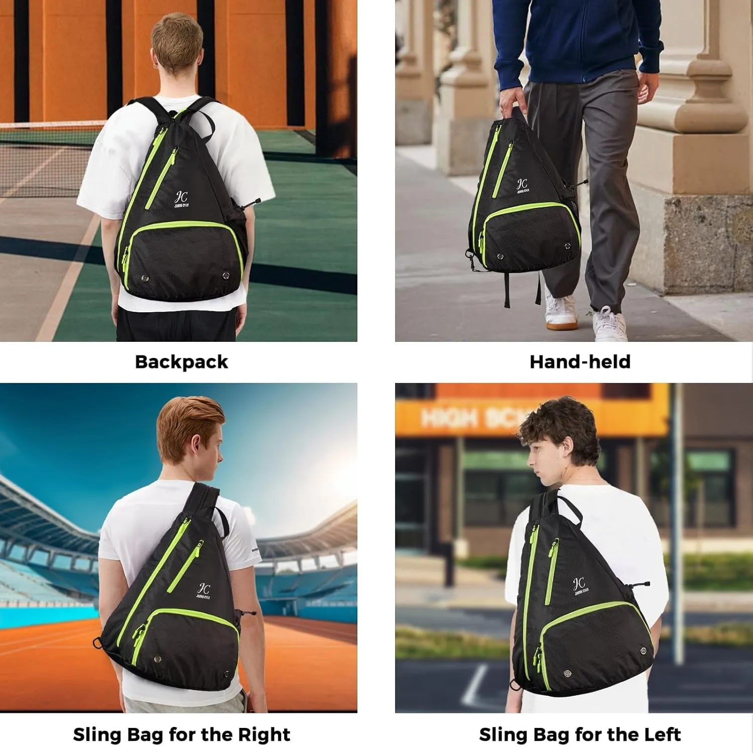 JUMO CYLY Pickleball Bag,Pickleball Bags with Shoe Compartment Adjustable,Pickleball Backpack for Men and Women,Lightweight Unisex Crossbody Casual Sling Sport Bag Fence Hook Safety Pocket