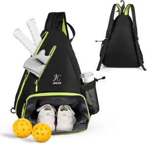 JUMO CYLY Pickleball Bag,Pickleball Bags with Shoe Compartment Adjustable,Pickleball Backpack for Men and Women,Lightweight Unisex Crossbody Casual Sling Sport Bag Fence Hook Safety Pocket