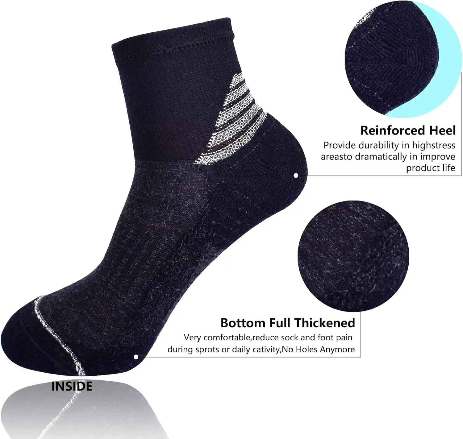 J.WMEET Women's Athletic Ankle Socks Quarter Cushioned Running Socks Hiking Performance Sport Cotton Socks 6 Pack