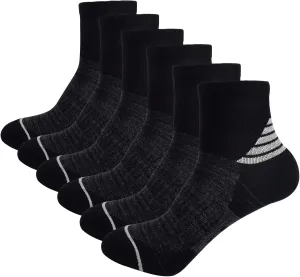 J.WMEET Women's Athletic Ankle Socks Quarter Cushioned Running Socks Hiking Performance Sport Cotton Socks 6 Pack