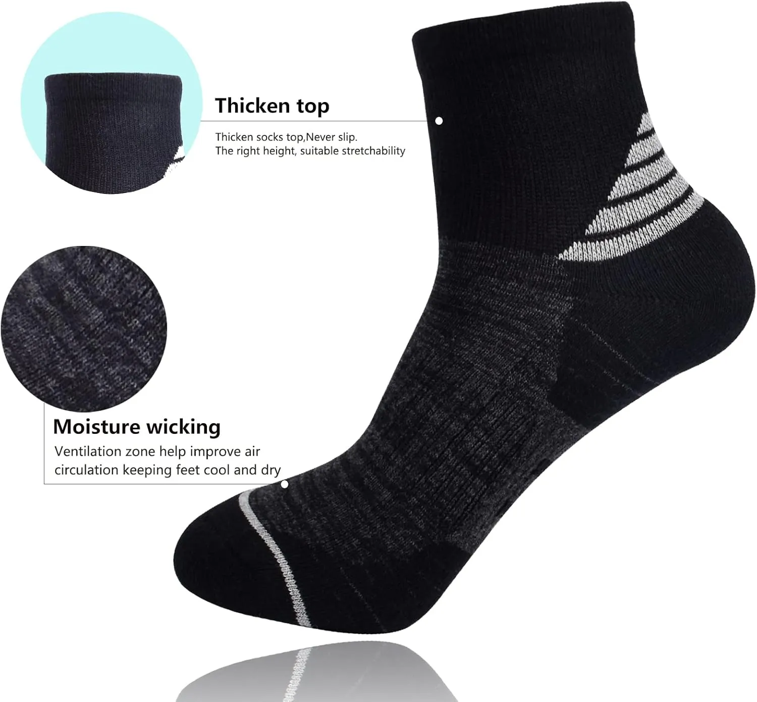 J.WMEET Women's Athletic Ankle Socks Quarter Cushioned Running Socks Hiking Performance Sport Cotton Socks 6 Pack