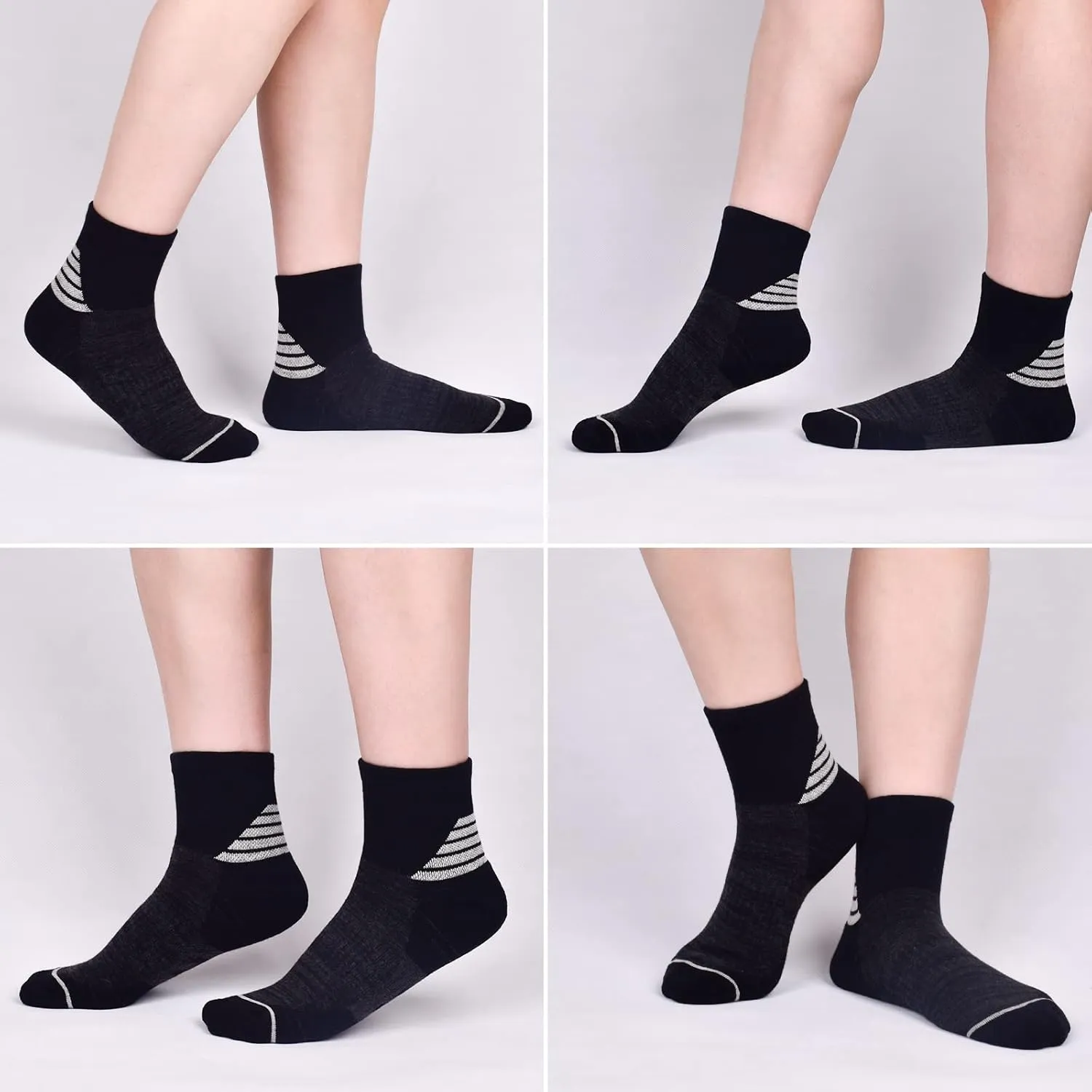J.WMEET Women's Athletic Ankle Socks Quarter Cushioned Running Socks Hiking Performance Sport Cotton Socks 6 Pack