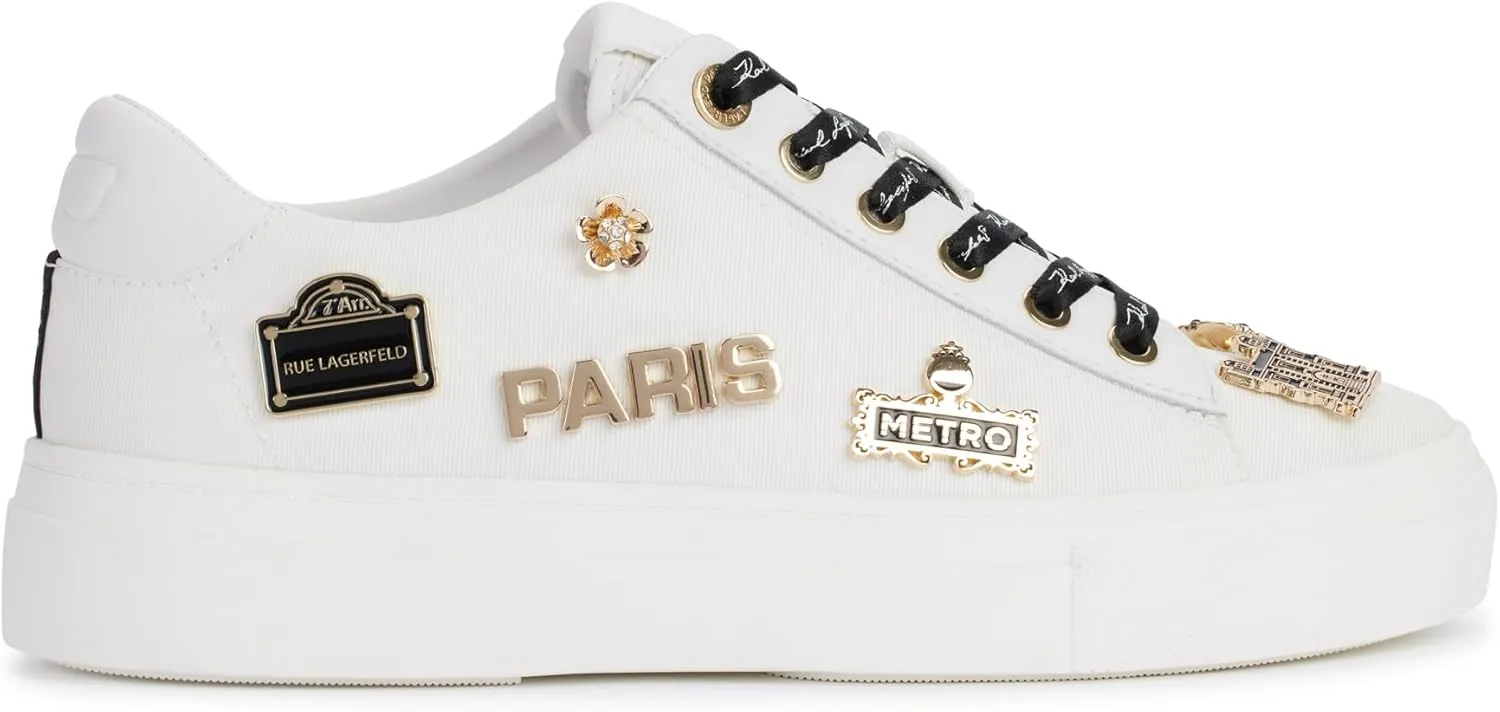 KARL LAGERFELD Women's Cushioned Insole Everyday Cate Rue Pins-Lace Up Sneaker