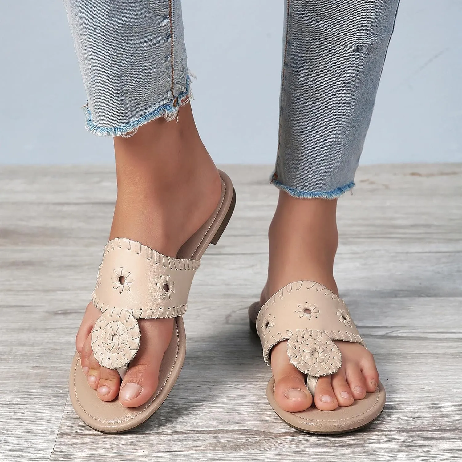 katliu Women's Flat Sandals Flip Flop Sandals Dressy Thong Sandals