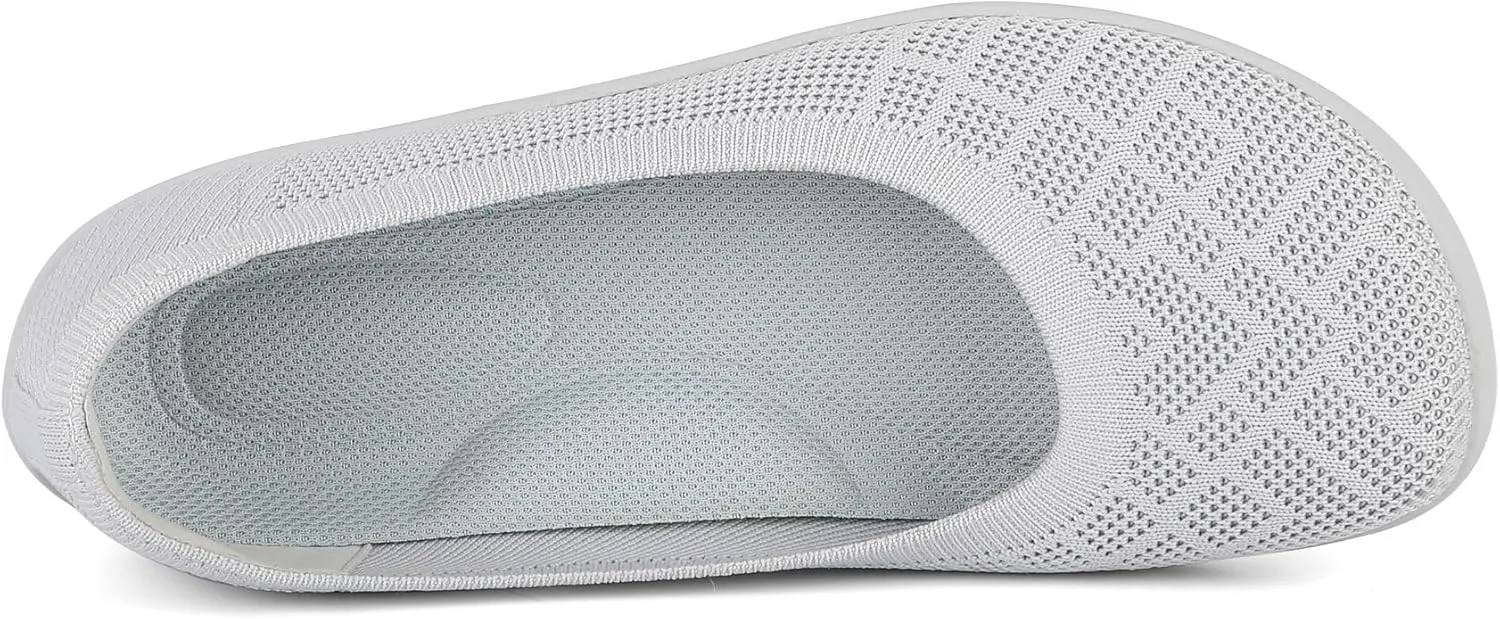 KBZone Women‘s Flat Shoes Round Toe Knit Ballet Flat Comfort Dressy Flat Walking Shoes