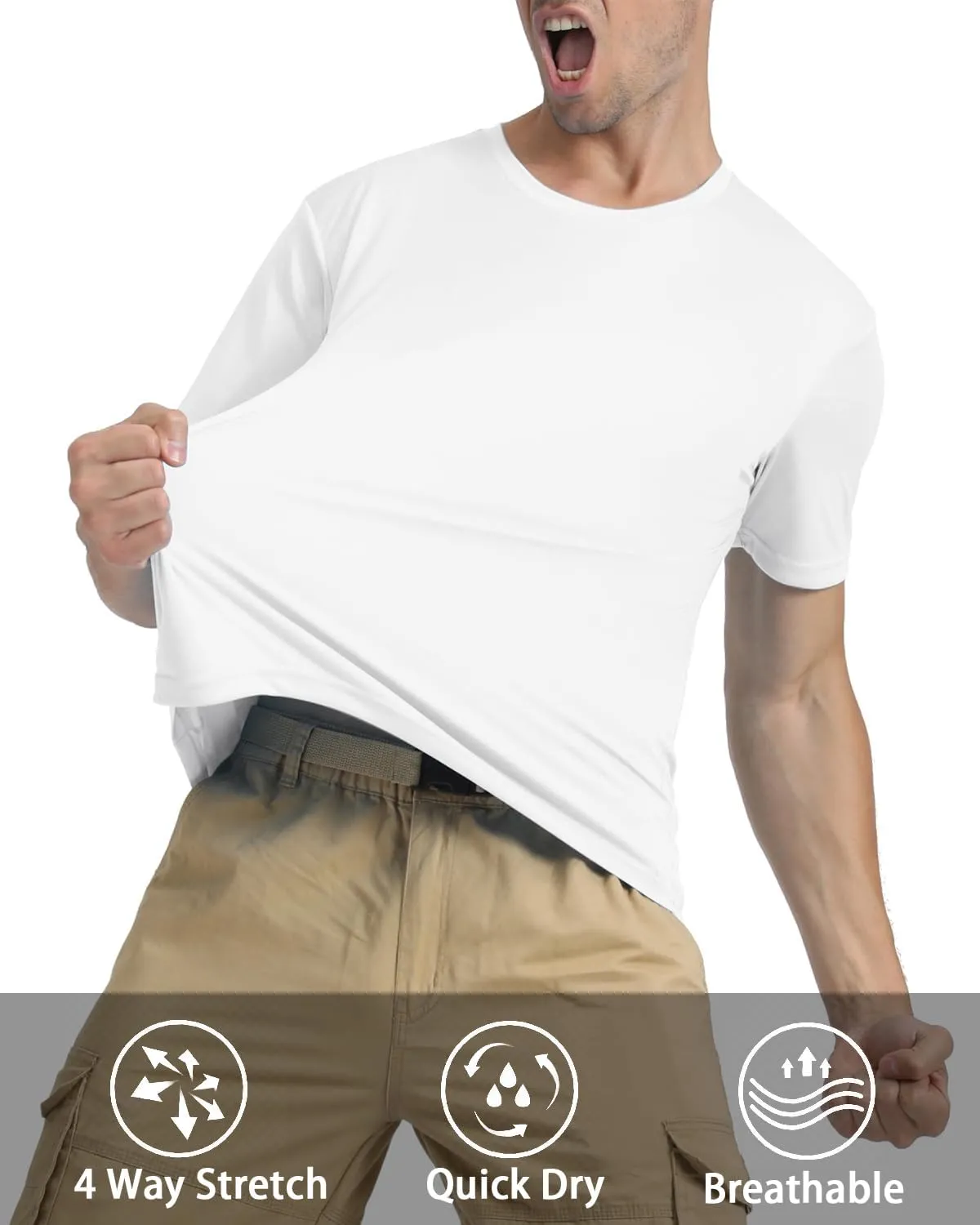 KEFITEVD Men's Short Sleeve UPF 50  Sun Protection Shirts Quick Dry Rashguard Swim Shirt SPF Workout Fishing Athletic T-Shirt
