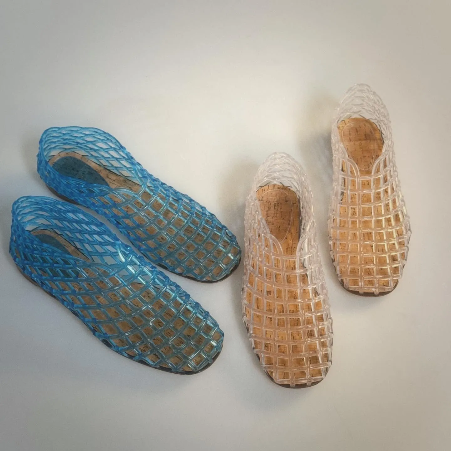 keleimusi Women's Woven Jelly Flats Slip-On Square Toe Mesh Ballet Flats Sole Lightweight Breathable Summer Slides Clear Hollow Jelly Sandals Beach Ballerina Shoes