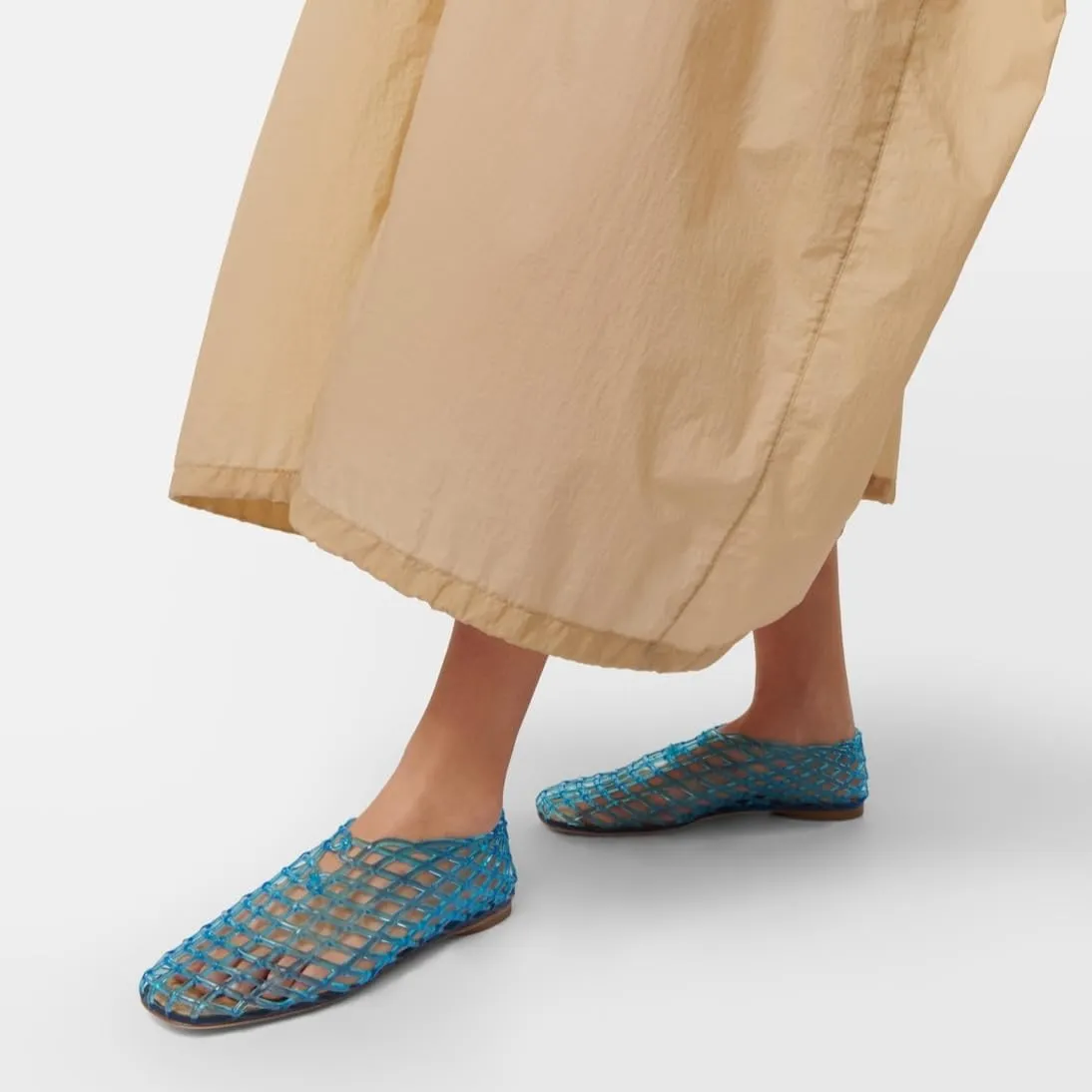keleimusi Women's Woven Jelly Flats Slip-On Square Toe Mesh Ballet Flats Sole Lightweight Breathable Summer Slides Clear Hollow Jelly Sandals Beach Ballerina Shoes