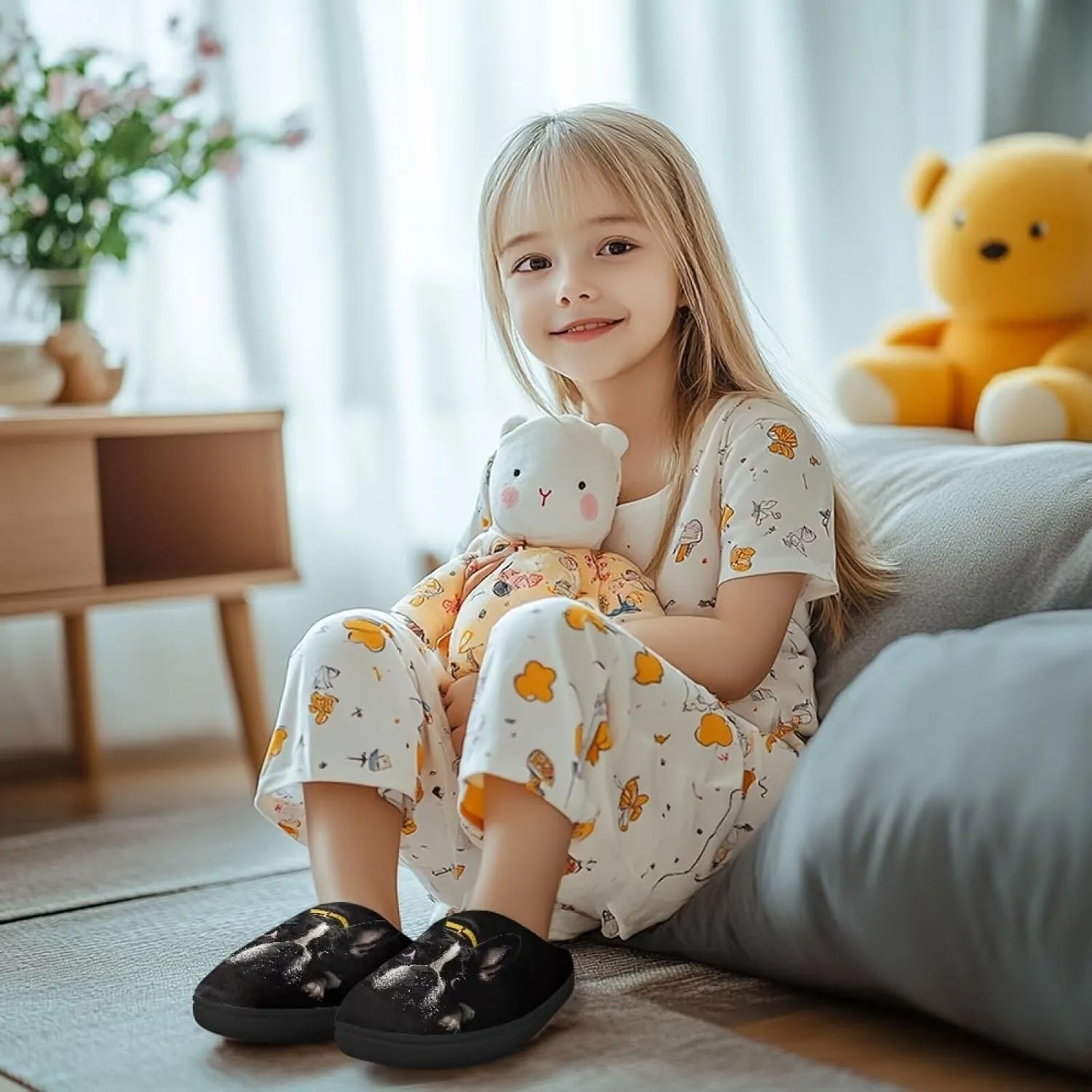 Kids Home Slippers for Boys Girls, Winter Warm House Slippers Non Slip Comfy Slippers for Indoor Outdoor
