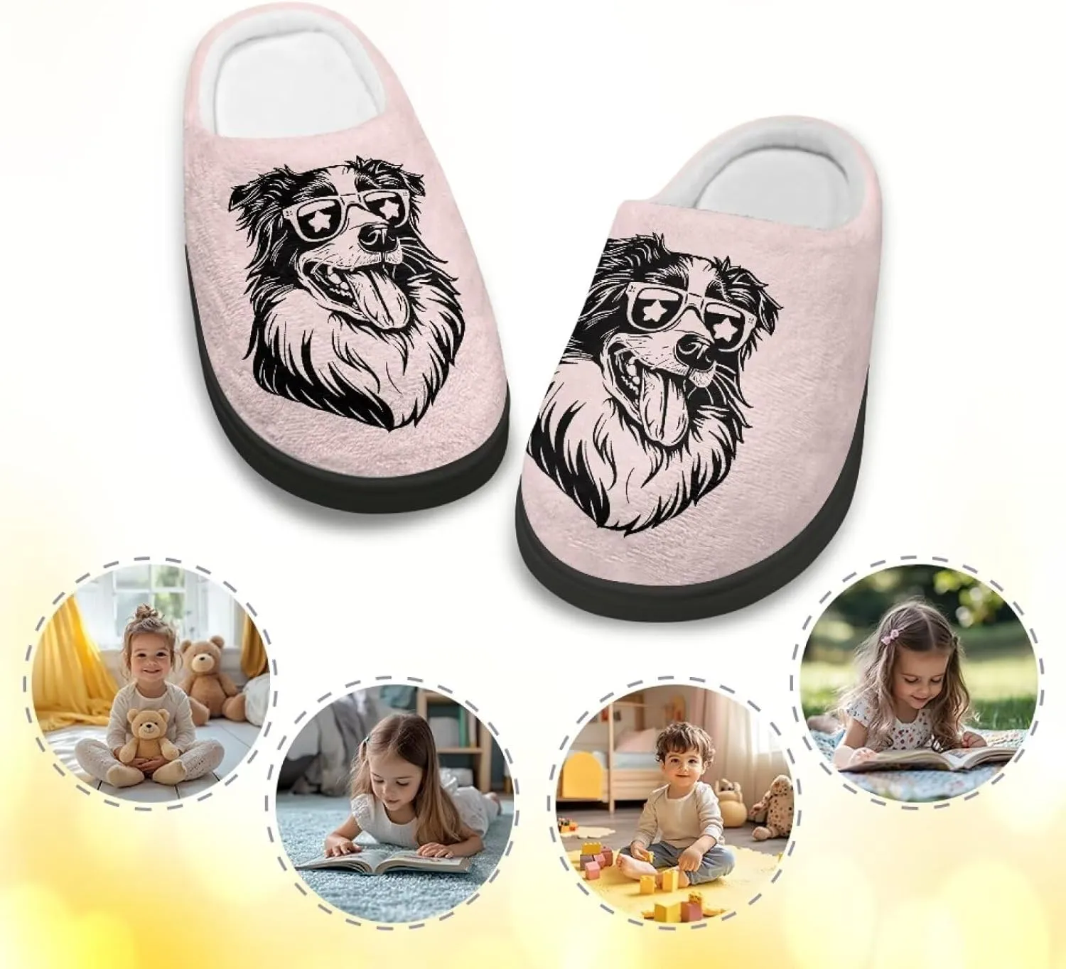 Kids House Slippers Pink, Warm Soft Slippers Home Slippers for Girls Non Slip, Comfy Cozy Slippers Indoor