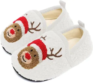 Kids Slippers Toddler Smile Face House Slippers Indoor Home Non-Slip Rubber Sole Shoes Warm Cozy Socks