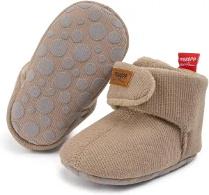 KIDSUN Infant Baby Boy Girl Cozy Fleece Bootie Newborn Stay On Slipper Winter Warm Gripper Non-Slip Crib Shoes