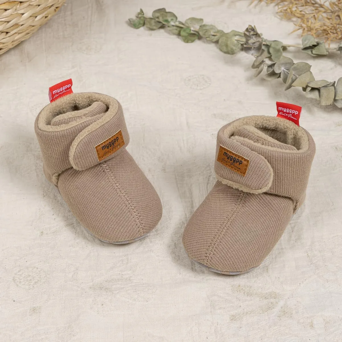 KIDSUN Infant Baby Boy Girl Cozy Fleece Bootie Newborn Stay On Slipper Winter Warm Gripper Non-Slip Crib Shoes