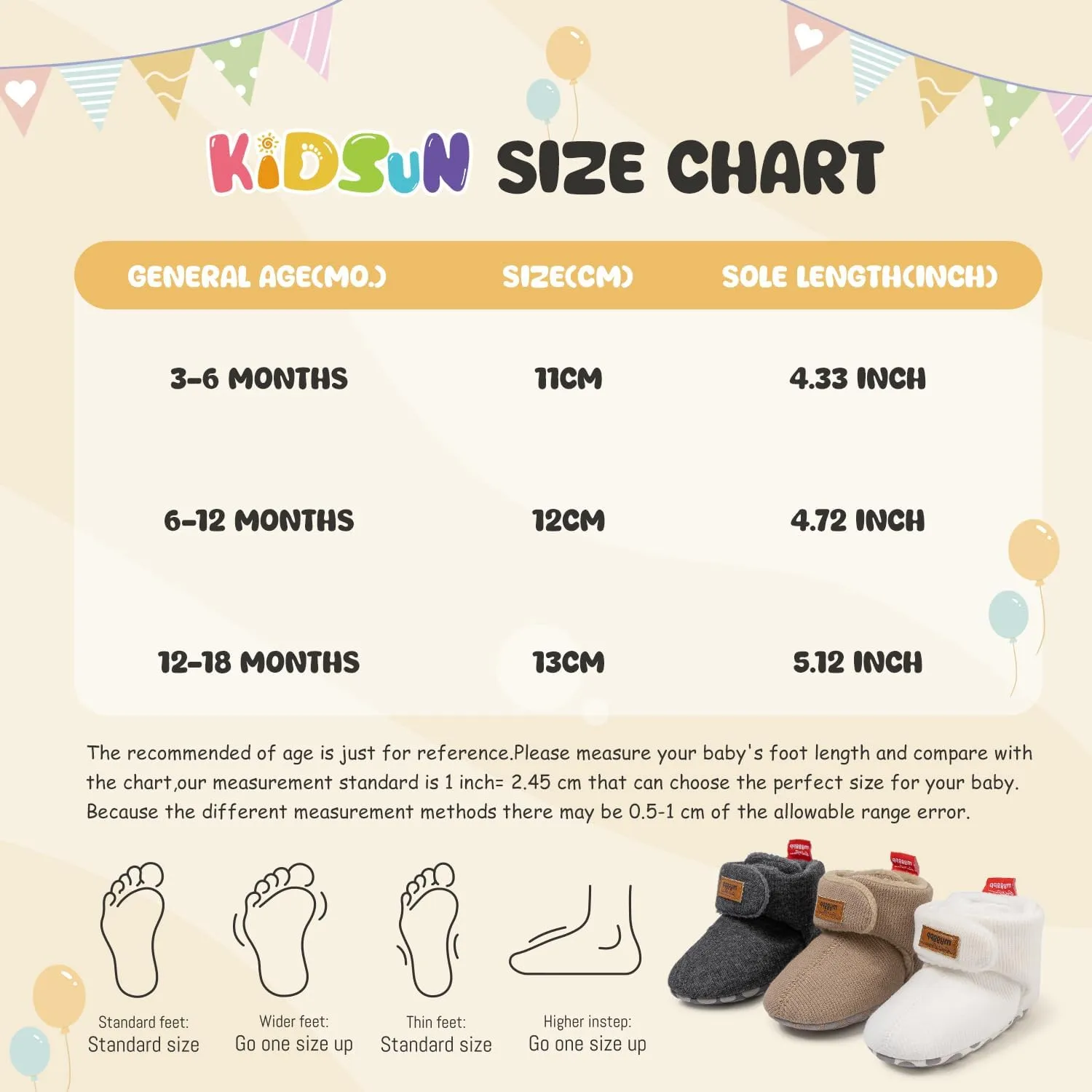 KIDSUN Infant Baby Boy Girl Cozy Fleece Bootie Newborn Stay On Slipper Winter Warm Gripper Non-Slip Crib Shoes