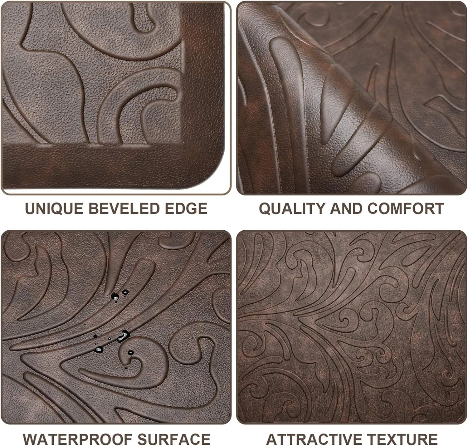 KMAT Kitchen Mat Cushioned Anti-Fatigue Waterproof Non-Slip Standing Mat Ergonomic Comfort Rug for Home,Office,Sink,Laundry,Desk 17.3" (W) x 60"(L),Brown