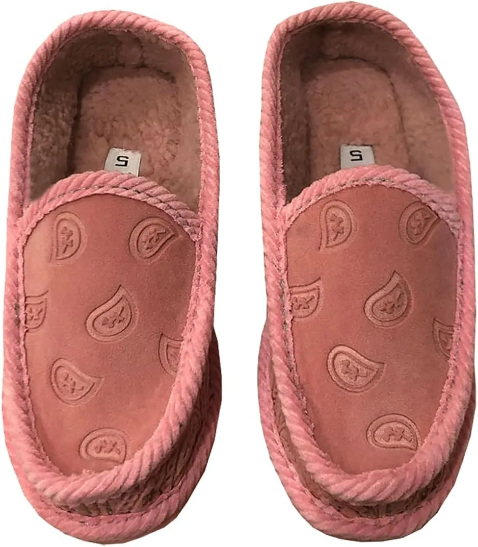 KN-002F Faux Fur NewBuck Bandana Paisley Embossed Slipper Shoes