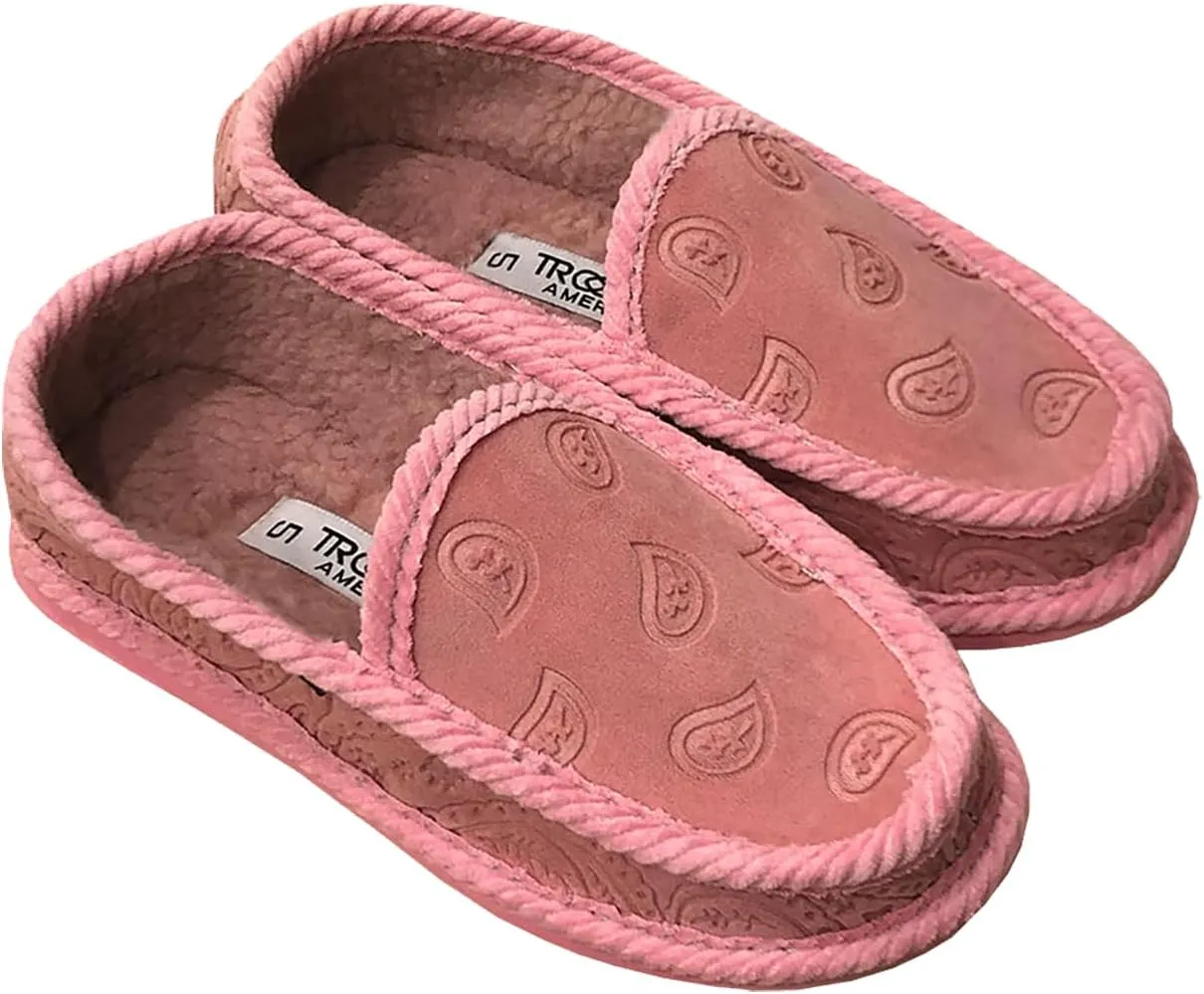 KN-002F Faux Fur NewBuck Bandana Paisley Embossed Slipper Shoes