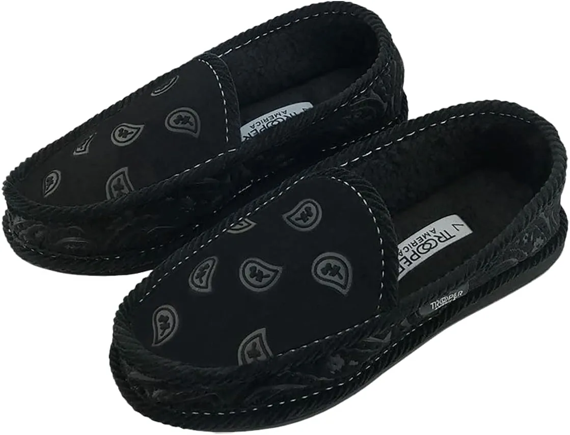 KN-002F Faux Fur NewBuck Bandana Paisley Embossed Slipper Shoes
