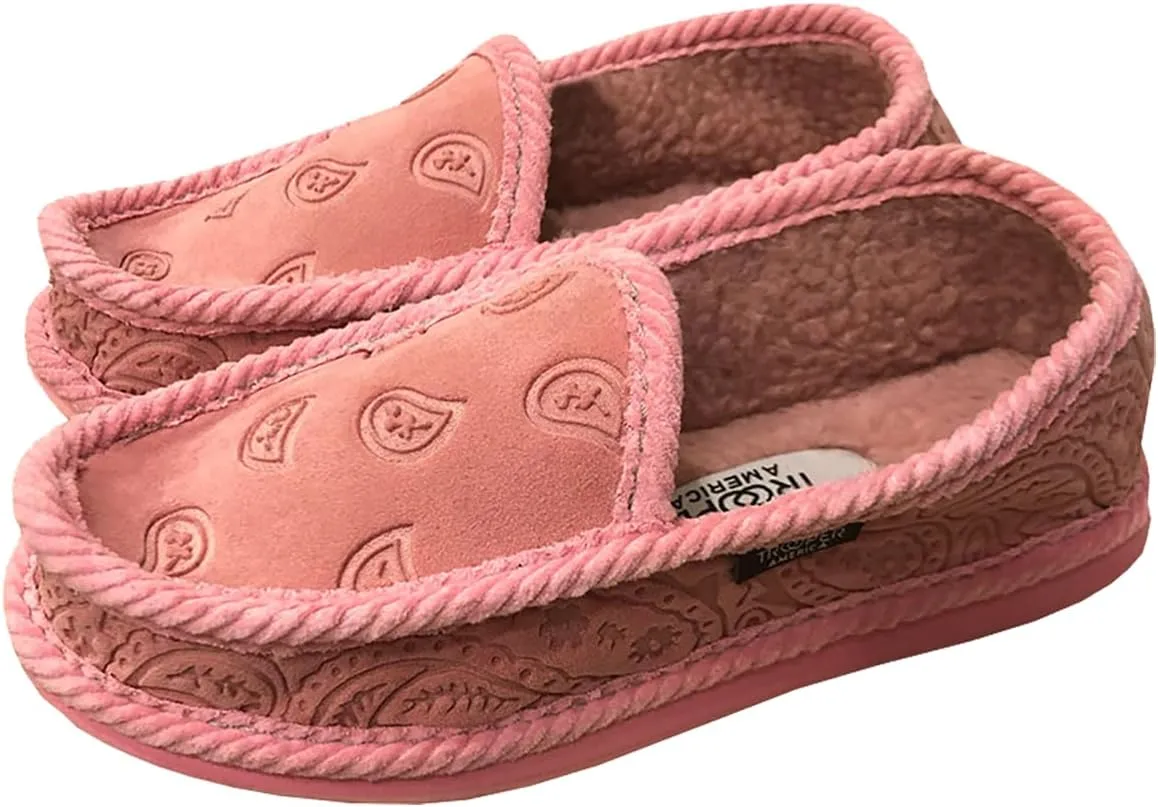 KN-002F Faux Fur NewBuck Bandana Paisley Embossed Slipper Shoes