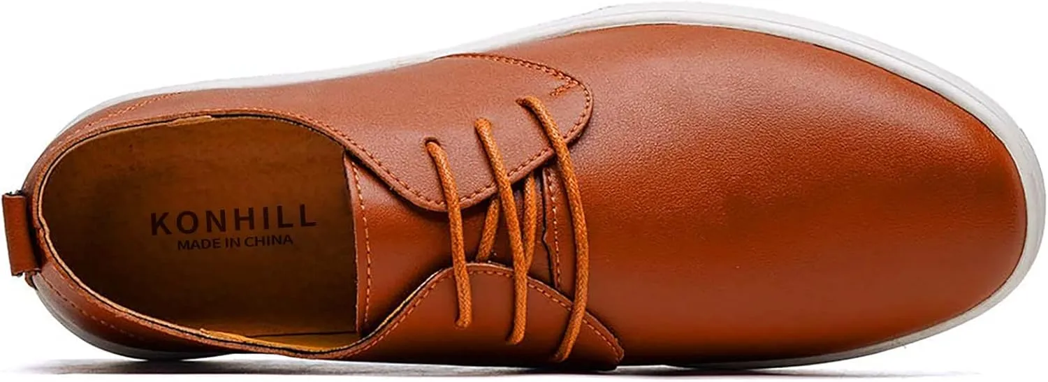 konhill Men's Casual Oxford Shoes - Breathable Dress Shoes Loafers Lace-up Flat Sneakers