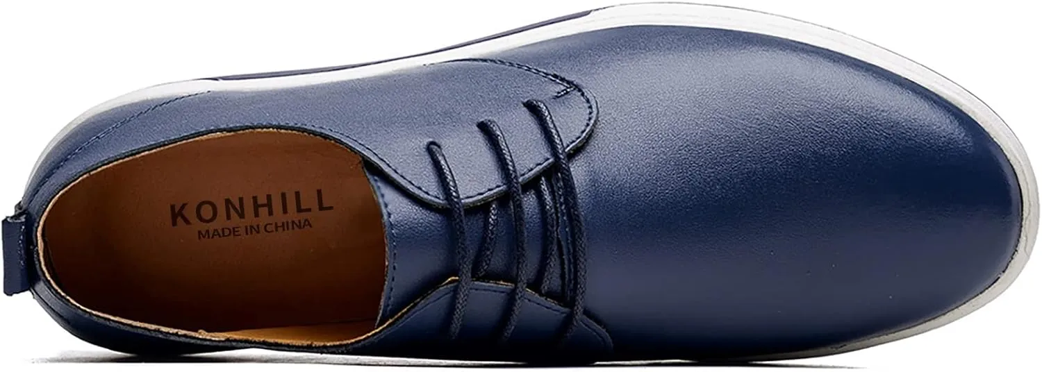 konhill Men's Casual Oxford Shoes - Breathable Dress Shoes Loafers Lace-up Flat Sneakers