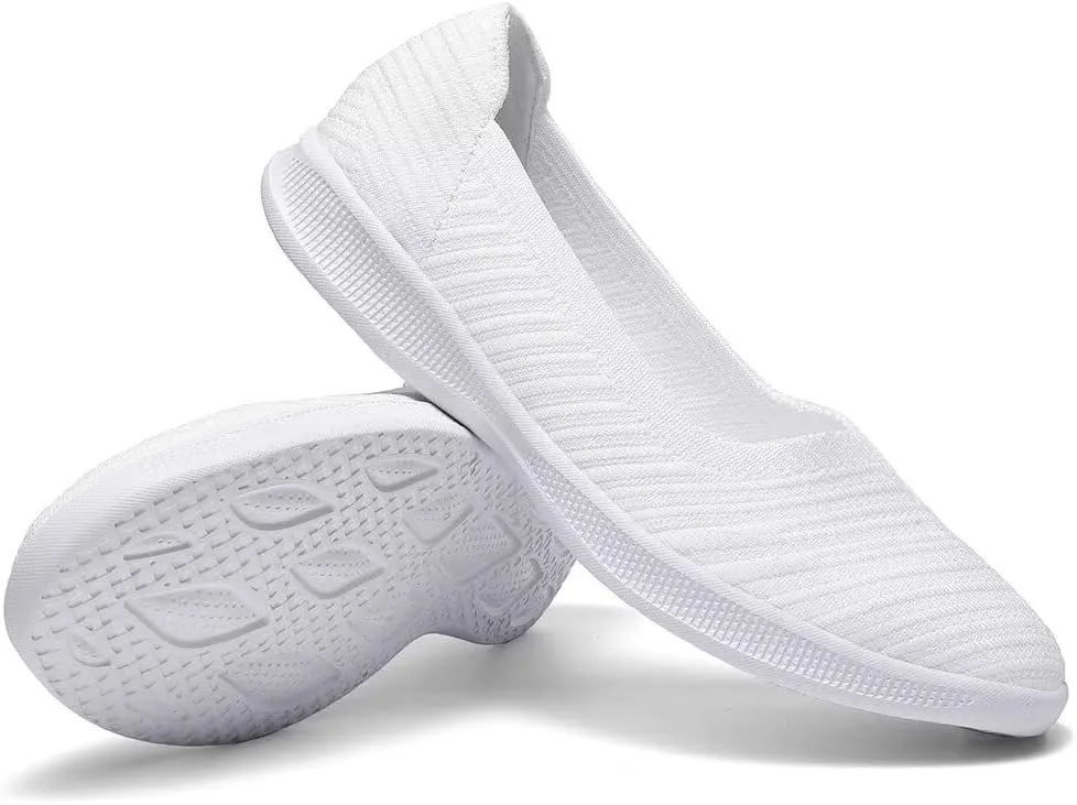 konhill Women's Slip on Loafers - Comfy Walking Tennis Low-Top Ballet Flat Nurse Shoes Casual Sneakers