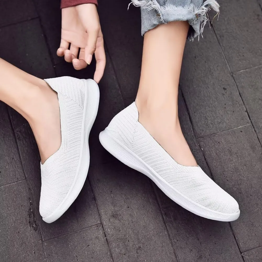 konhill Women's Slip on Loafers - Comfy Walking Tennis Low-Top Ballet Flat Nurse Shoes Casual Sneakers