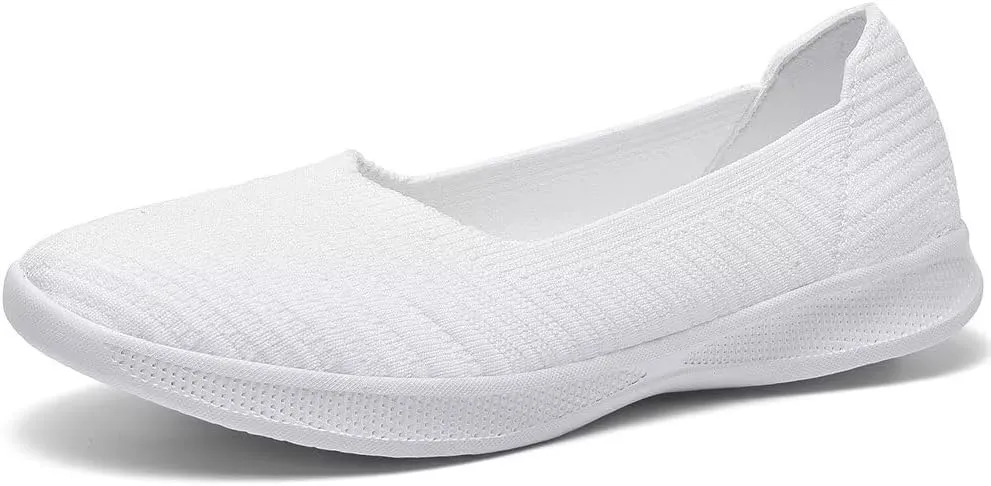 konhill Women's Slip on Loafers - Comfy Walking Tennis Low-Top Ballet Flat Nurse Shoes Casual Sneakers