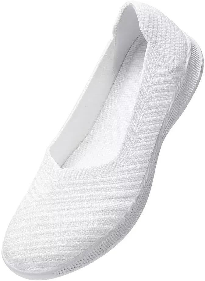 konhill Women's Slip on Loafers - Comfy Walking Tennis Low-Top Ballet Flat Nurse Shoes Casual Sneakers