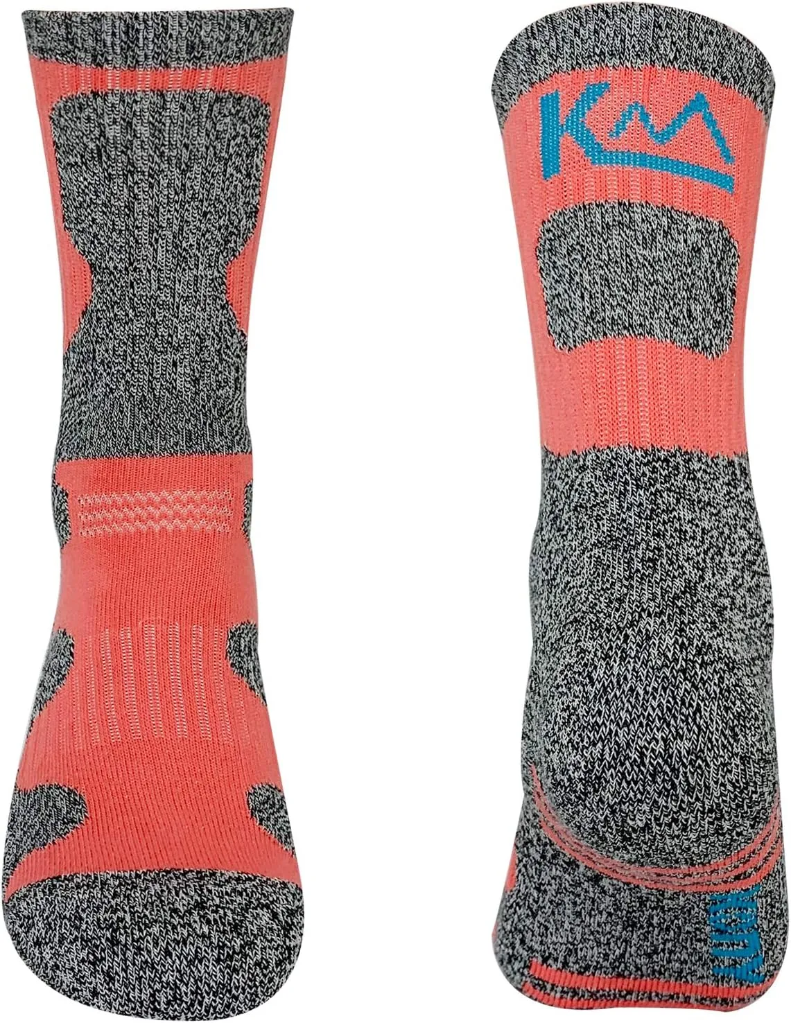 KONY Womens Cotton Full Cushioned Hiking Socks, 5 Pack Moisture Wicking Outdoor Trekking Crew Socks