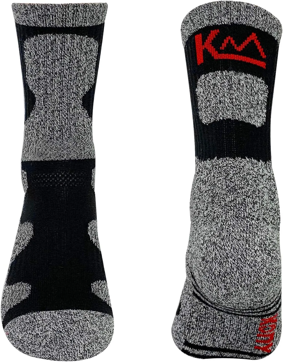 KONY Womens Cotton Full Cushioned Hiking Socks, 5 Pack Moisture Wicking Outdoor Trekking Crew Socks